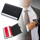 Pu Leather Metal Business Card Holder Sleek Pocket Id Credit Card Case Wallet