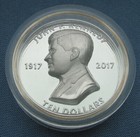 2017 British Virgin Islands  10 Kennedy Piedfort Ultra High Relief 2oz Silver