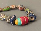 Antique Vintage African Trade Painted Carved Pottery Clay Bead 31 In Necklace 