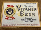 Rare  1933    vitamin Beer    Unused Prohibition Beer Bottle Labels Defunct Kankakee