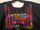 Handmade Huipil Blouse Womens Medium Embroidered Bird Floral Top Mexican Boho