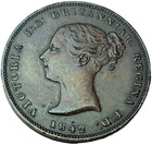 1842 Gibraltar Victoria Half Quart Coin - Beautiful Blue Toning