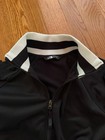 The North Face Youth L Track Jacket Black white Striped Fleece Interior Full Zip