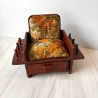 Antique Sewing Caddy Chair Vintage Handmade Pin Cushion Thread Holder Storage