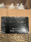 Tahari Home Napkin Rings Christmas Trees Gold Top Natural Wood  Set Of 4 Nib