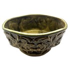 Vintage Olive Green Oval Ceramic Planter 7 5x5x4  Very Good Condition