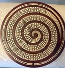 New 9 5     24 Cm  Round 4-track Cribbage Board Rosewood maple W  Drawer