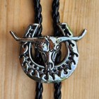 New Bull Head Horseshoe Silver Rodeo Cowboy Bolotie Western Bolo Tie
