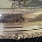 Vtg Sheridan Silver Plate Ornate Footed Covered Butter Dish With Glass Insert
