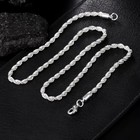 Silver Palted Italian Rope Chain Men s Necklace 4mm - New