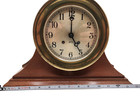 Chelsea 7 5  Diameter Ship s Bell Brass Clock W mahogany Wood Base - Vintage