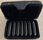 New- Hohner Piedmont Blues Set Of 7 Harmonicas never Used-keys C d e f g a bflat