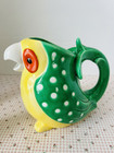 Vtg Fitz   Floyd 1979 Green Tropical Bird Parrot Pitcher salt pepper Shakers