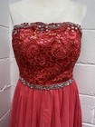 Coral Lace Embellished Full Length Prom Evening Dress L xl Bnwt Pbf2004126