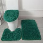 3-piece Solid Absorbent Soft Bathroom Bath Mat Contour Rug Set With Toilet Cover