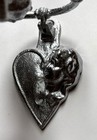 Antique Heart Design Lovers Kissing Metal Door Knocker Silver Toned