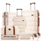3 5 Piece Luggage Set Expandable Abs pc Hardshell Carry On With Spinner   Tsa 