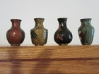  4  Vintage Chinese Cloisonne Miniature Floral Enameled Brass Vases