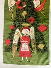 Vintage Tammis Keefe Linen Angel Christmas Tree Towel Mid Century Green