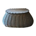 Vintage 1930s Large 16    Hand-woven Willow   Wood Fishing Creel