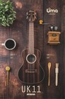 Uma Ukulele Uk-11c Striped Ebony - Concert  Tuner strap capo shaker strings bag