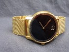 Men s Movado  bold  Swiss Gold Watch W  New Battery - Works Great 
