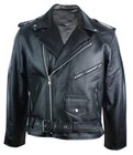 Men s Genuine Buffalo Leather Motorcycle Jacket Black Brando Biker Style New