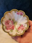 Vintage Footed Porcelain Nut Bowls Salt Cellars Handpainted Roses