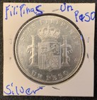 1897 Un Peso Silver Coin Alfonso Xiii Filipinas 