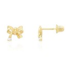 14k Yellow   White Gold Bow Tie Screwback Stud Earrings For Kids