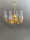 Brass 6 Arm Hurricane Glass Candle Chandelier Electric Dollhouse Miniature 1 12