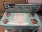 Vintage Wolverine Tin Metal Kitchen Stove Turquoise Toy Play Set 15 x14 x7  Asis