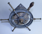 Vintage 12  Brass   Steel Ship s Wheel     Nautical Captain s Helm