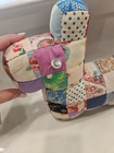 Patchwork Quilt Schnauzer Scottie Dog Pillow Plush Eyes Vintage 