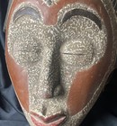 Vintage Tribal Used African Punu Mask Mukudji White - Gabon  Very Large