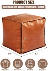 Faux Leather Unstuffed Pouf Ottoman     Square Floor Cushion Cover With Zipper