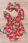 New Baby Girls Watermelon Red Romper Sunsuit Jumpsuit Headband Outfit Set