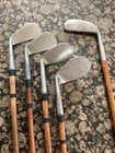 Antique Hickory Wood Shaft Burke Sportsman Stainless Short Set Golf Clubs 