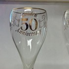 Golden 50 Anniversary Champagne Glasses Set Of 2 Gold Rim Decorated 8 5 