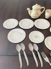 Vintage Pfaltzgraff Tea Rose Childs Mini Tea Set Toy Play Dishes Cups Flatware