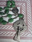 Vtg Irish Erin Catholic Rosary Green Shamrock Cloveri