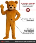 Morph Adult Brown Bear Costume Unisex Teddy Bear Mascot Ted Jumpsuit Halloween