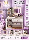 Modern White Vanity Set Led Rectangular Mirror  1 Drawer