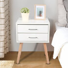 Nightstand Bedroom Bedside Table End Side Table With 2 Drawers Storage White