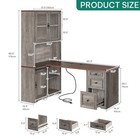L Shaped Executive Desk With Hutch   Drawers For Home Office W power Outlet Gray