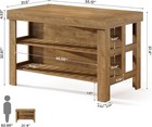 55 1-inch Farmhouse Kitchen Island  Home Counter Island Table W  Storage Shelves