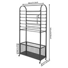 2 Sided Ribbon Holder W wheels 80cm Wrapping Paper Organizer Black Storage Rack