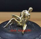 Yellow Solid Bronze Copper Statue Hand Carved Nude Love Man Woman Amulet