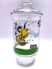 Warner Bros  Vintage 1995 Sylvester   Tweety Glass Pedestal Jar Candy Dish W lid