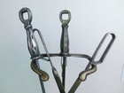 Vintage 4pc Brushed Brass Antique Style Regency Fireplace Fire Tools Set